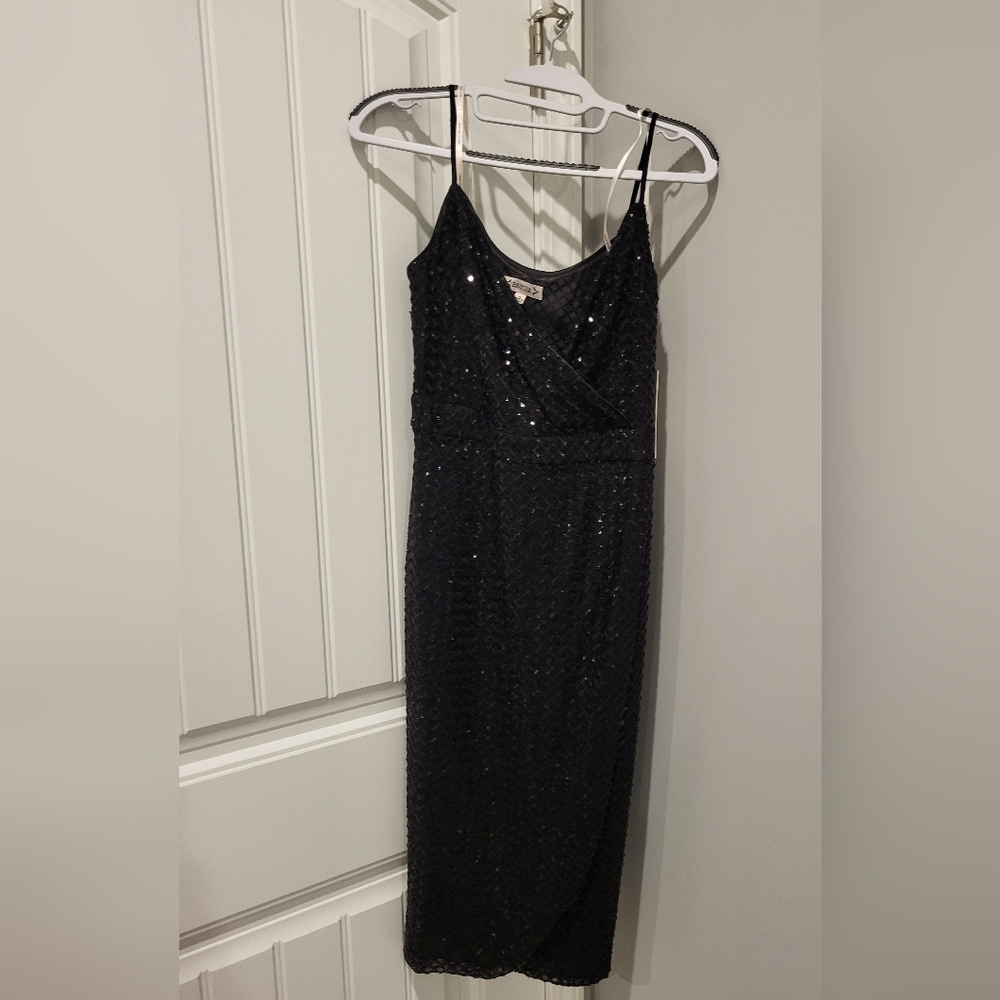 Nanette Lepore Black Sequin Midi Dress